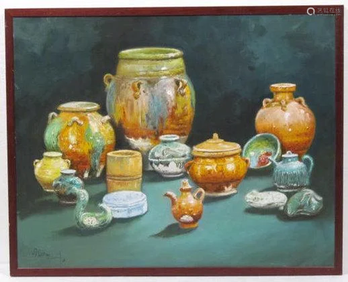 J. D. CASTRO - Still Life with Pottery - Oil on canvas