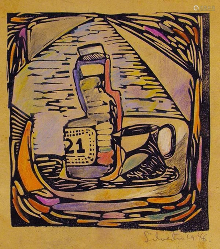 JALED MUYAES - Still Life with Pitcher - Hand colored