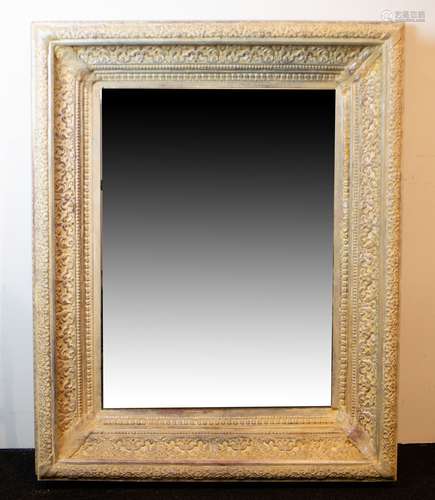 White patinated wooden mirror