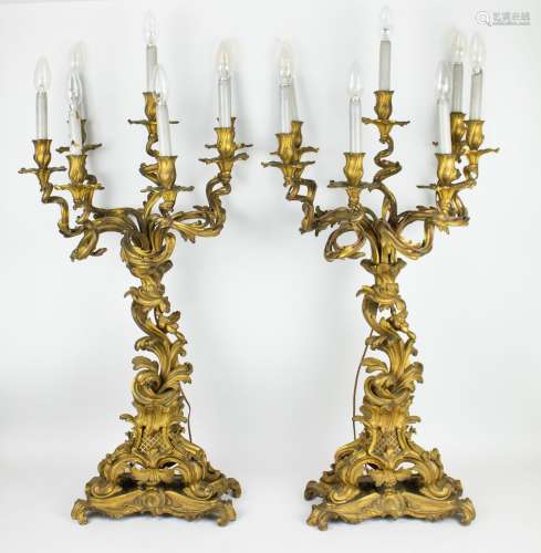 2 Large gilt bronze candle sticks