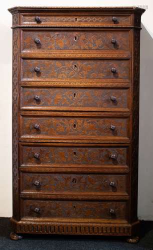 Furniture secretary around 1800 with later carving