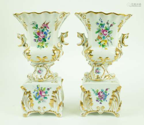 A pair of Vieux Paris vases
