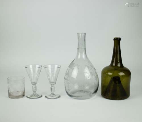 Lot antique glassware 18/19th century