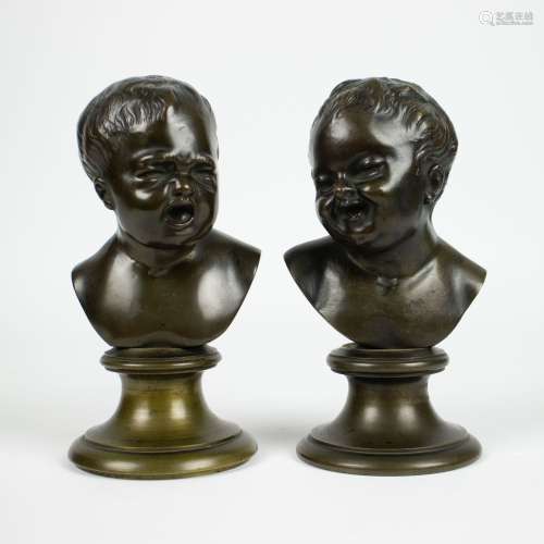 Couple bronze bustes of Children on a bronze base