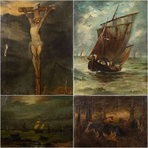 A collection of 4 paintings, a.o. Verboeckhoven