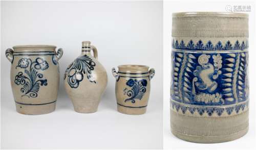 4 earthenware pots grès stoneware 19th century
