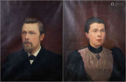 Belgian school Male and female portraits.
