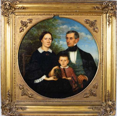 American school 19thC family portrait