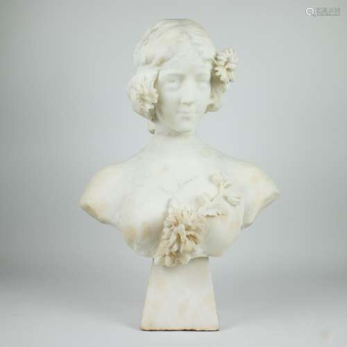 A. Bacherini, alabaster buste of a Lady Firenze