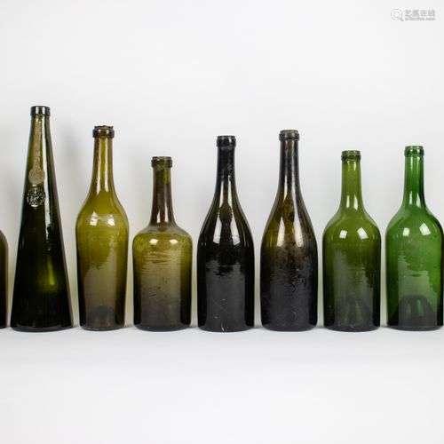 A collection of old glass bottles 18/19th century