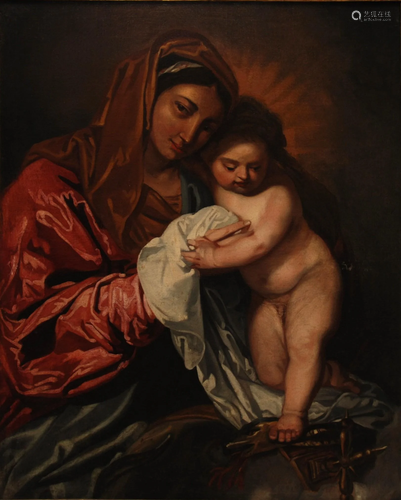 olio su tela raff.Madonna con bambino sec ,