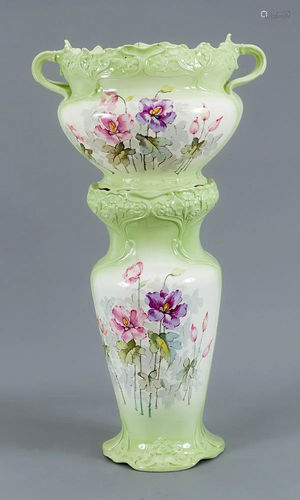 vaso in ceramica con decoro floreale cm.x h. ,