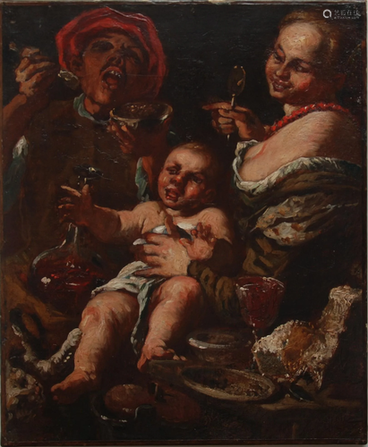 olio su tela 'mangiatore di fagioli' sec.XIX ,