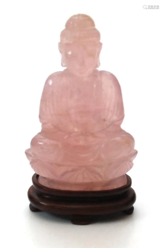 Cina scultura orientale in quarzo rosa raff.Budda ,