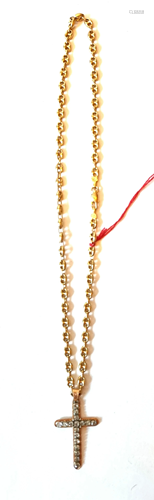 collana in oro giallo con crocefisso con diamanti ,