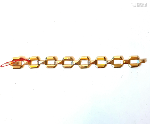 bracciale in oro giallo ,bianco e rosso l.18 cm ,