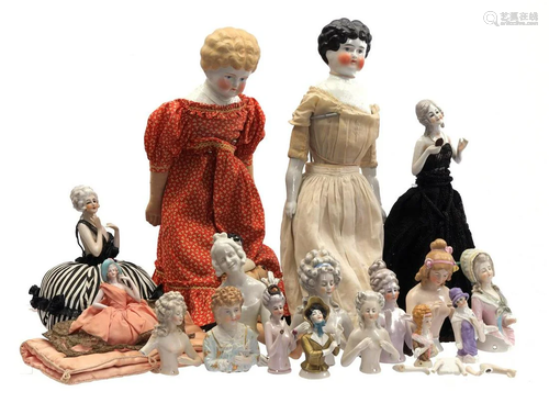 Collection of porcelain half dolls