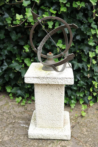 Metal sundial on composite base