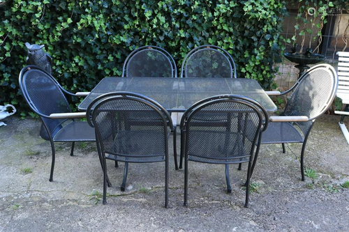 Metal gray lacquered garden set