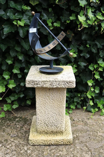 Metal sundial on composite base