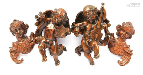 2 wooden carved angels