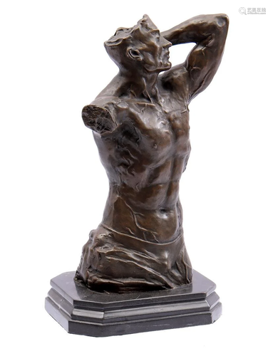 Bronze sculpture of a male torso