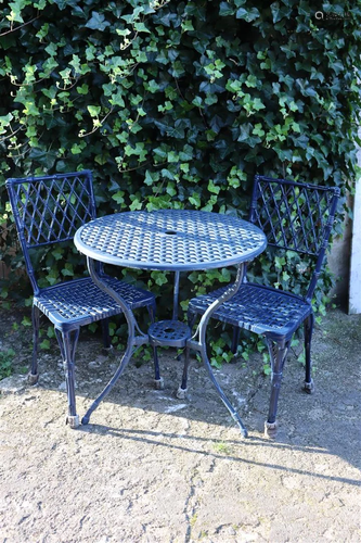 Aluminum blue lacquered bistro table