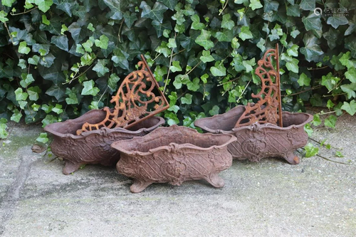 3 cast iron garden jardinieres