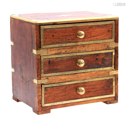 Teak miniature 3-drawer cabinet