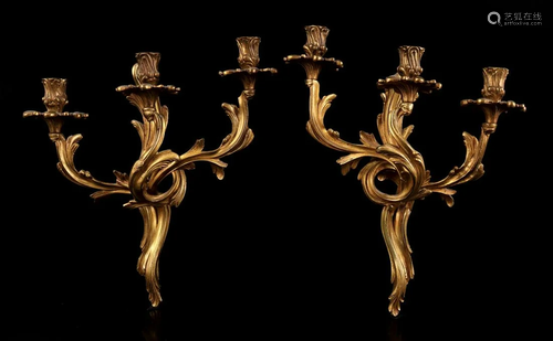 2 bronze 3-light wall sconces