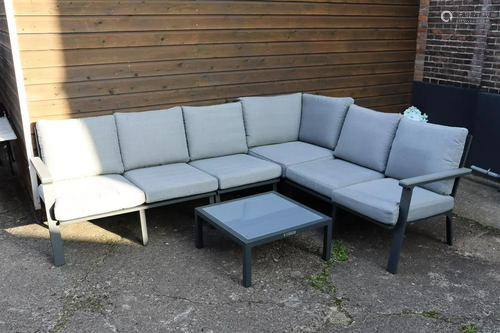 Gray lacquered 6 seater modular garden sofa