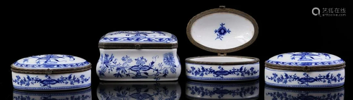 4 porcelain lidded containers