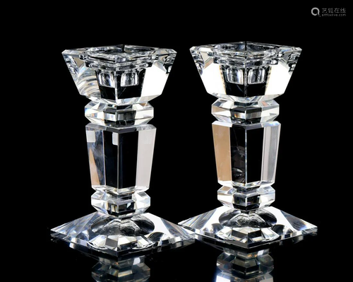 2 crystal table candlesticks