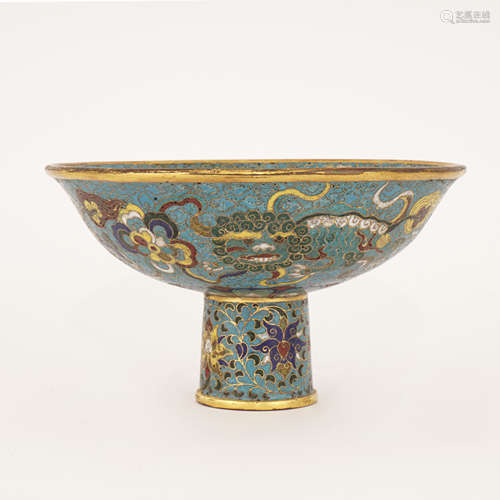 Cloisonne Enamel Mythical Beast High Foot Dish