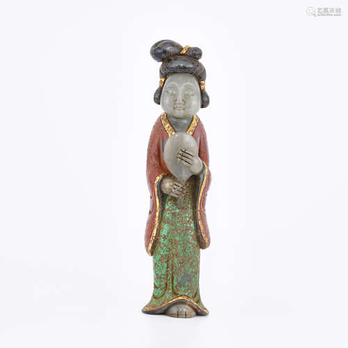 Nephrite Painted Jade Figure