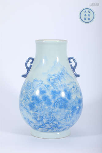 Yongzheng Enamel Landscape Hu-Form Vase