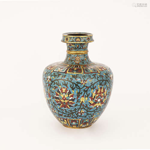 Cloisonne Enamel Scrolling Lotus Vase