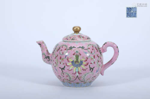 Famille Rose Scrolling Lotus Teapot