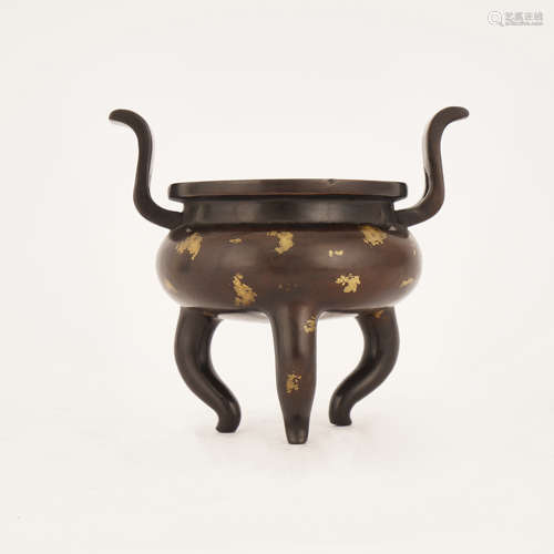 Gilt-Splashed Tripod Censer