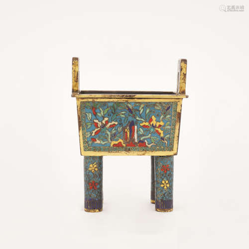 Cloisonne Enamel Square Incense Burner