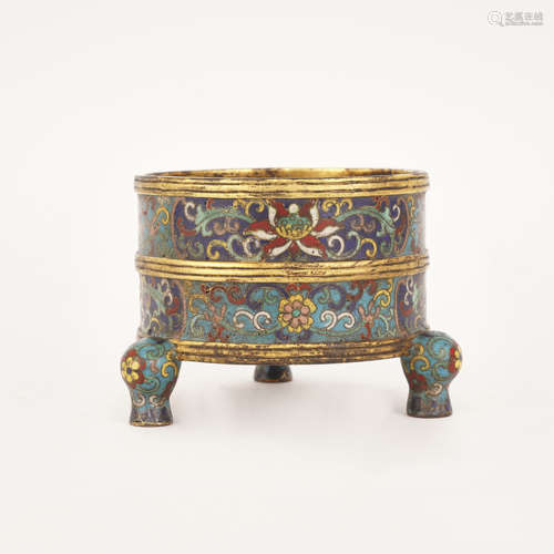 Cloisonne Enamel Tripod Incense Burner