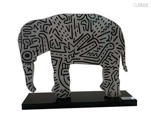 EDITIONS STUDIO KEITH HARING, AFTER Éléphant sur socle, Cert...