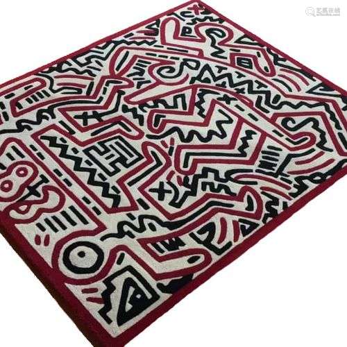 Keith HARING, D’Après Tapis en laine fait main (laine vierge...