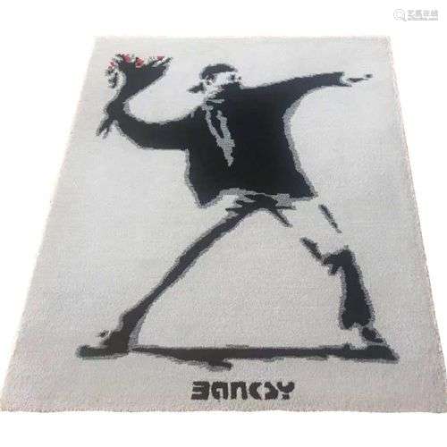 BANSKY, D’Après FLOWER BOMBER Tapis en laine fait main (lain...