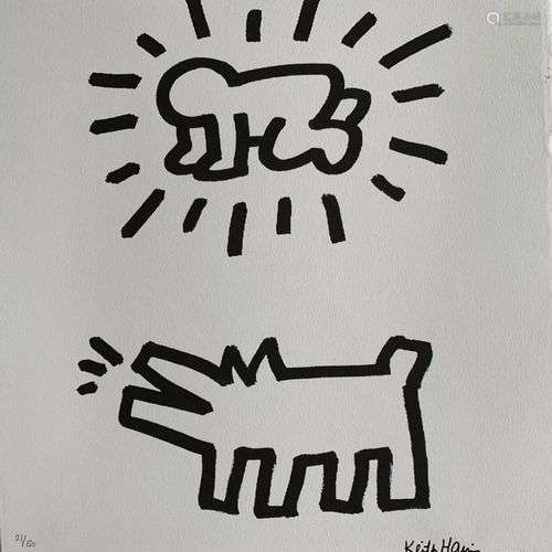 KEITH HARING, AFTER SANS TITRE Sérigraphie sur papier Arches...