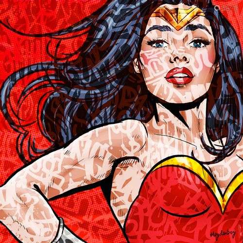 HEYDENBOY WONDERWOMAN, RED Impression digitale sous plexigla...