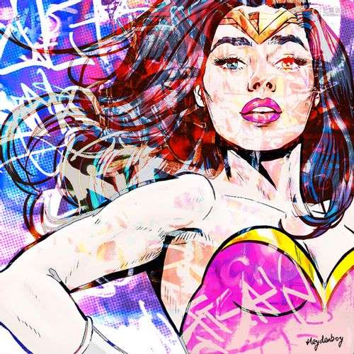 HEYDENBOY WONDERWOMAN, PINK Impression digitale sous plexigl...