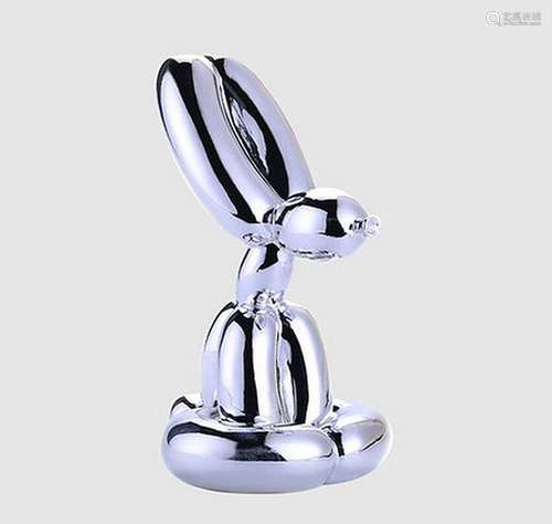 Jeff KOONS , D’Après SITTING BALLOON RABBIT SILVER Sculpture...