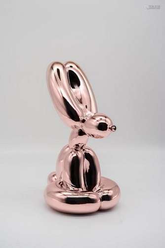 Jeff KOONS, D’APRÈS Sitting Balloon Rabbit Pink Silver Sculp...