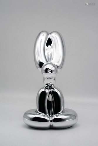 Jeff KOONS, D’APRÈS Sitting Balloon Rabbit Silver Sculpture ...